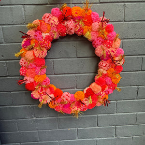 Sunday Merchant Pink Pom Pom Christmas Wreath Large 50cm