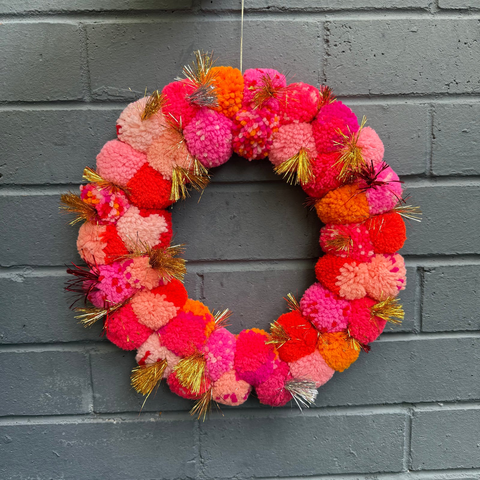 Sunday Merchant Pink Pom Pom Christmas Wreath
