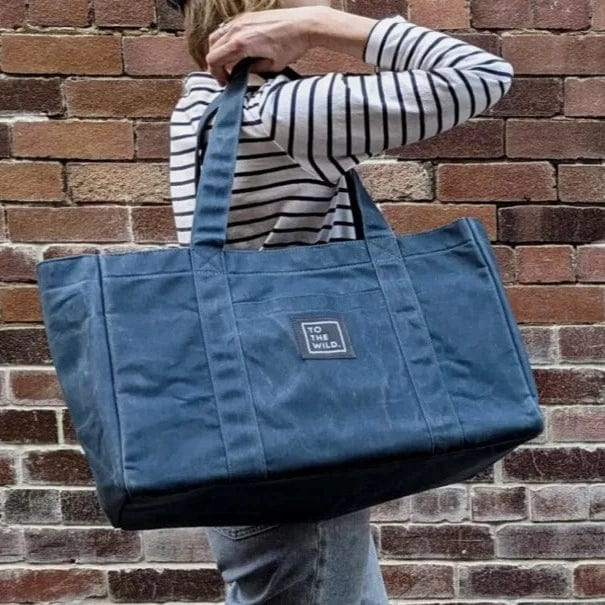 To The Wild Oversized Waxed Canvas Bag | Nordic Blue