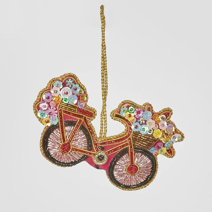 Vixen + Velvet Flora Bicycle Sequin Hanging Decoration