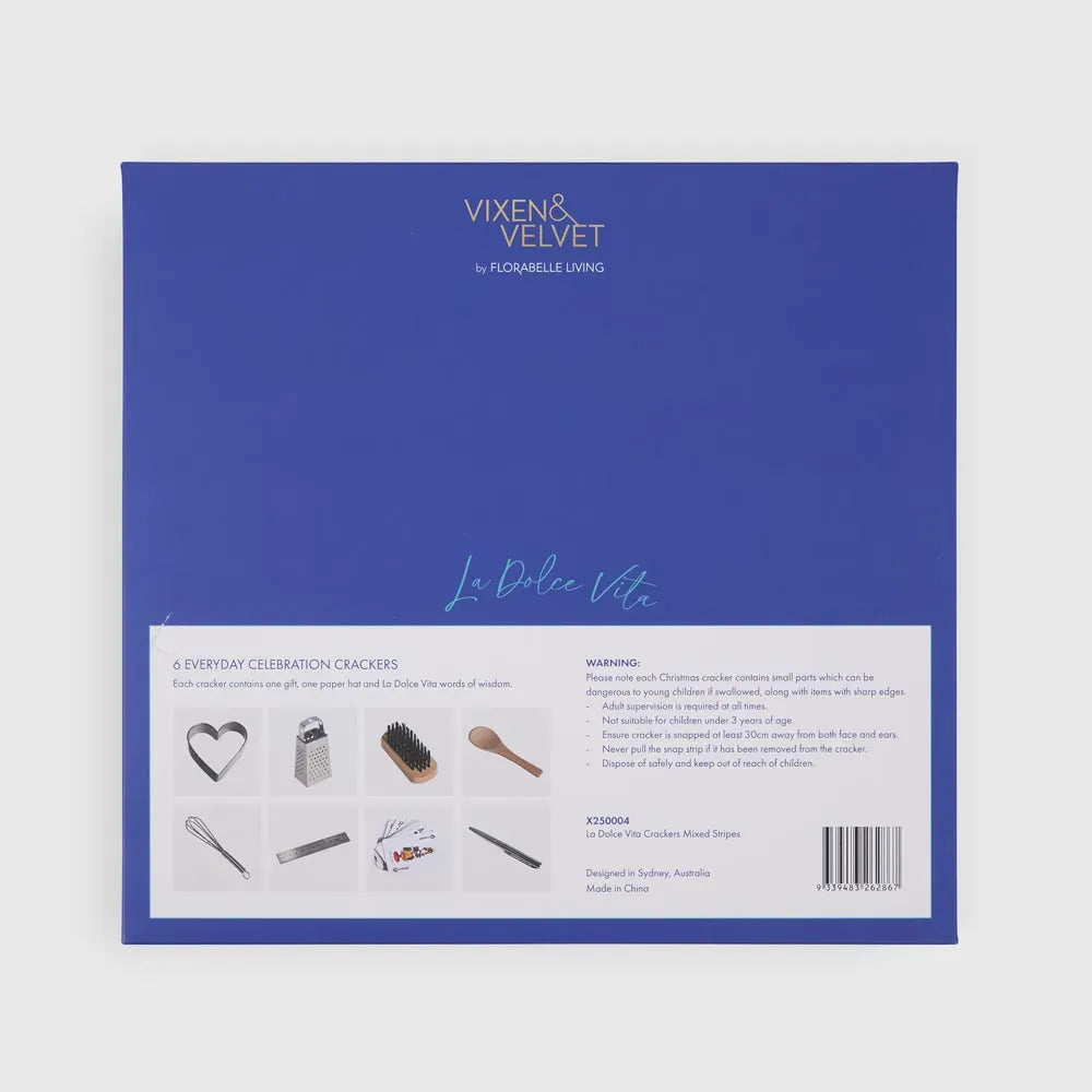 Vixen + Velvet La Dolce Vita  Crackers | Mixed Stripe (6 pack)