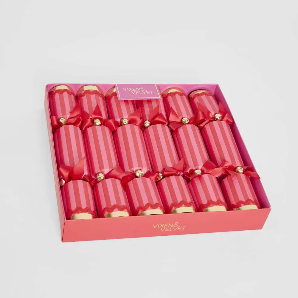 Vixen + Velvet Scarlett Striped Crackers | Fuchsia (6 pack)