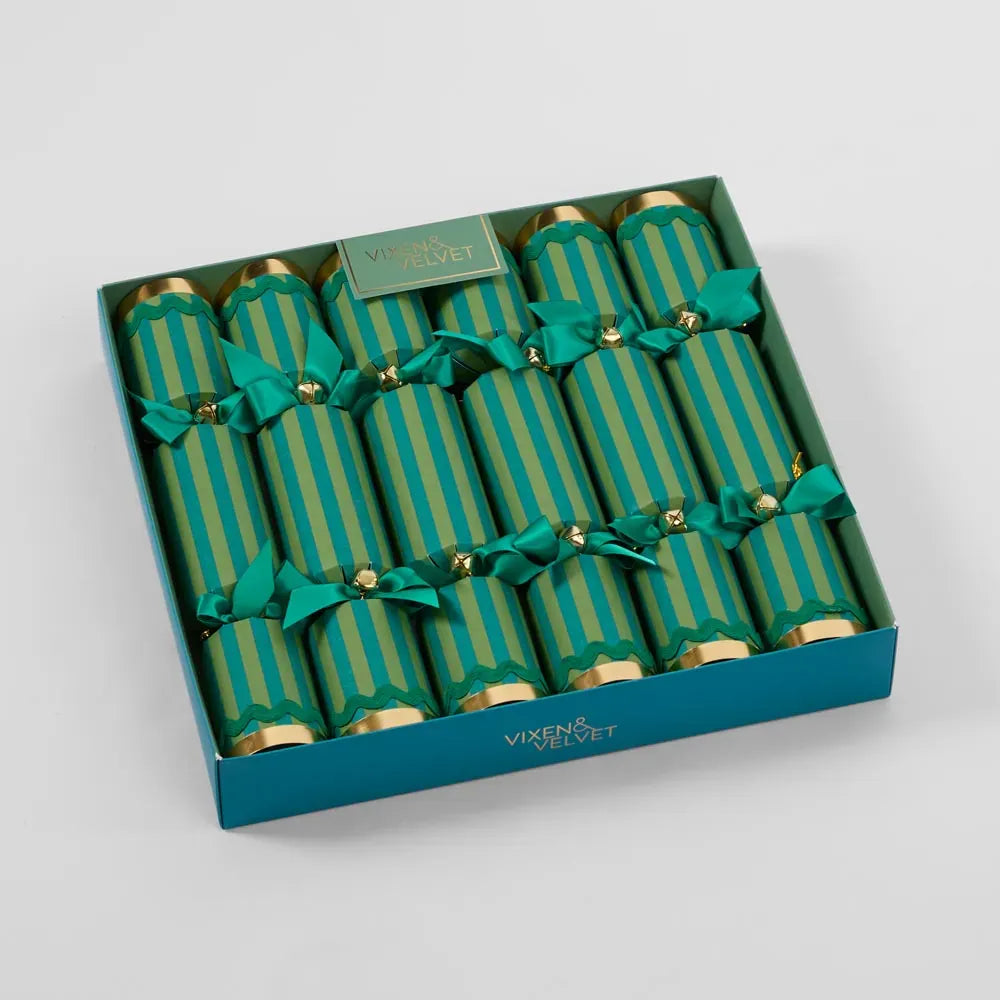 Vixen + Velvet Verdant Striped Crackers | Green (6 pack)