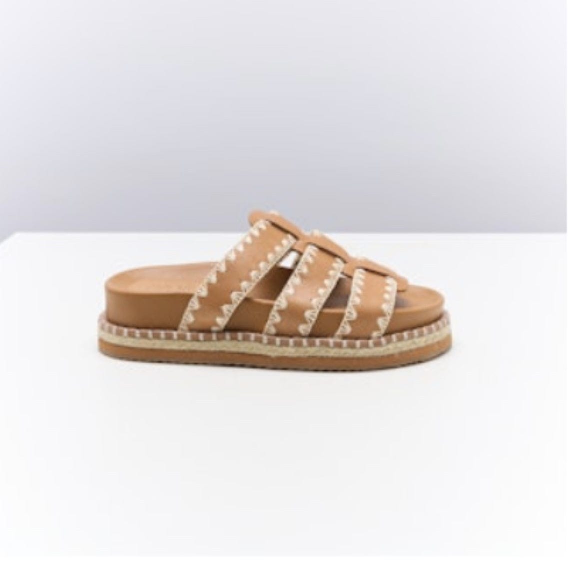 Walnut Iva Leather Slide | Coconut