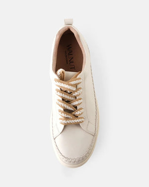 Walnut Nia Leather Sneaker | White | Walnut