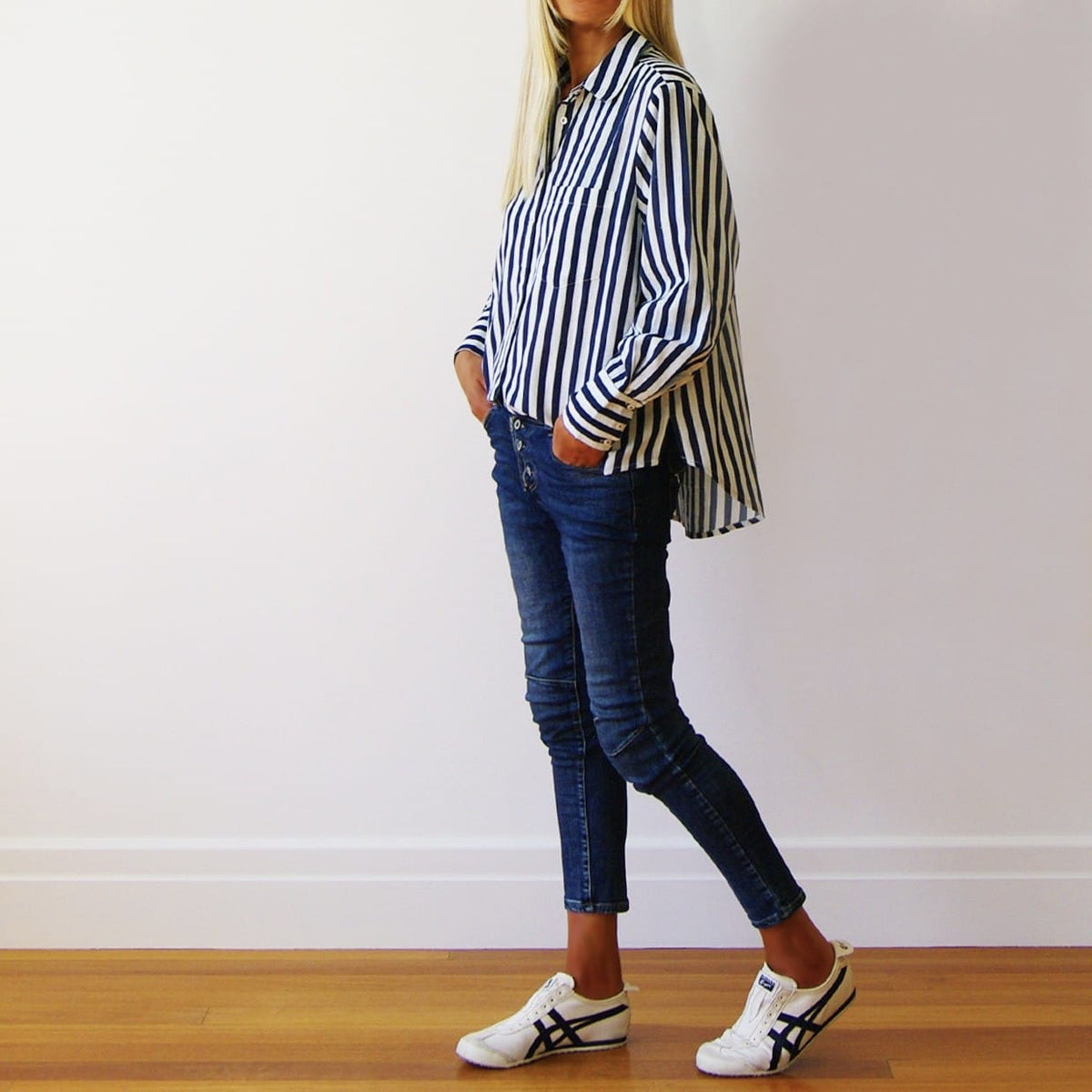 Who's Charlie Mila Stripe Shirt | Navy