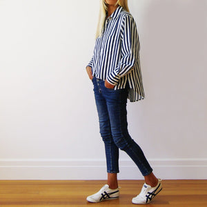 Who's Charlie Mila Stripe Shirt | Navy