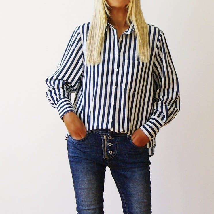Who's Charlie Mila Stripe Shirt | Navy