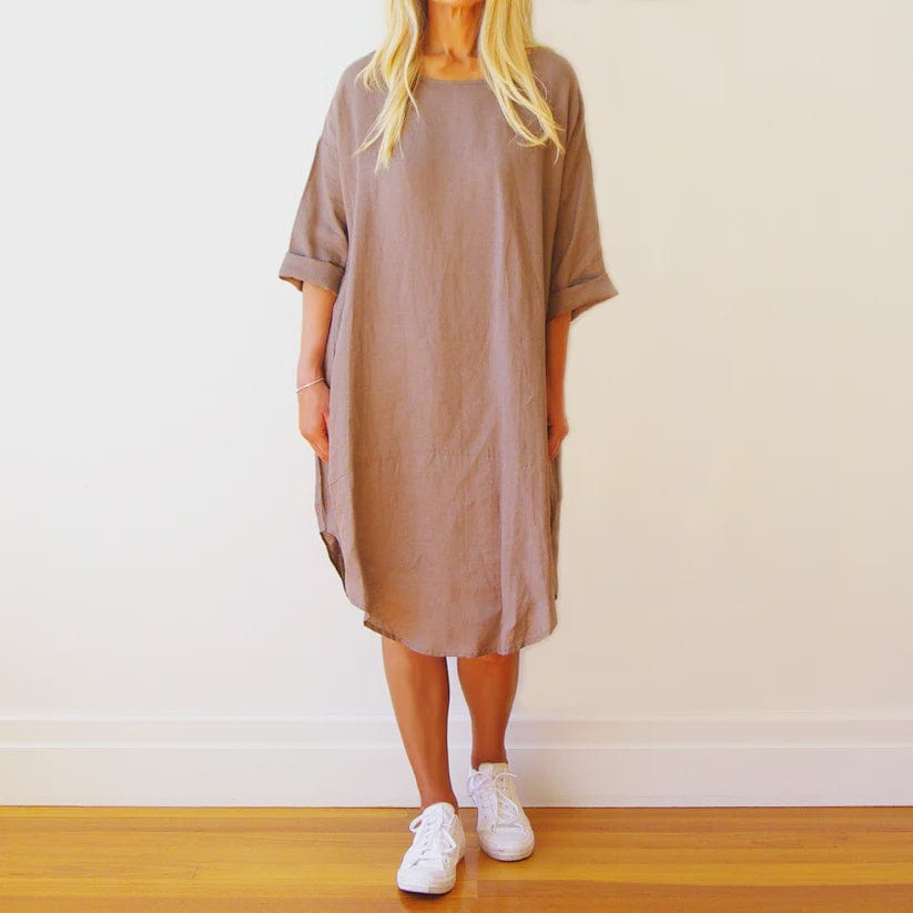 Who's Charlie Willow Linen Dress - Mocha One Size